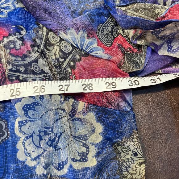 Maggie Barnes Catherines 3X Sheer Blouse Tank Set Paisley Floral Button Front - Picture 13 of 15